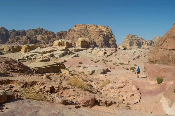 Petra Jordan Janeiro 2018 Turistas Que Visitam Antiga Cidade Vale — Fotografia de Stock