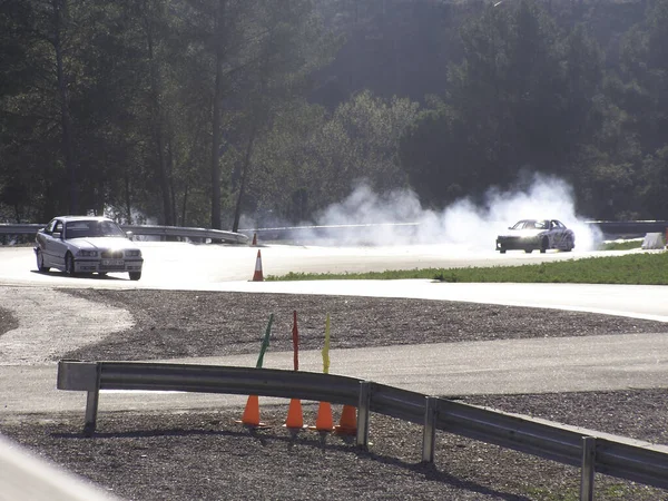 Drift Wyścigi Bmw Samochód Akcji Torze Wyścigowym — Zdjęcie stockowe