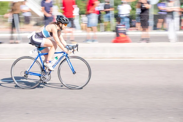 Grupo Ciclistas Compiten Ciudad — Foto de Stock