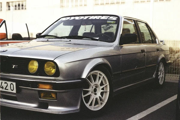 Foto Blanco Negro Coche — Foto de Stock