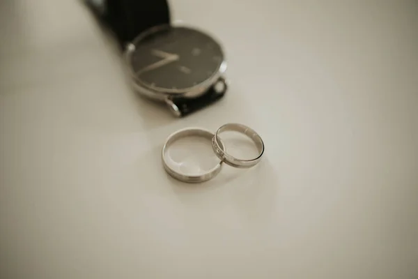 Wedding Rings White Background — Stock Photo, Image