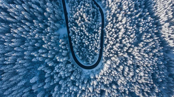 Vista Aérea Paisagem Inverno — Fotografia de Stock