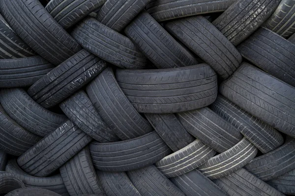 Close Pile Black White Car Tires — Stock Photo, Image