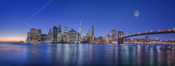 New York Skyline Ville Coucher Soleil — Photo