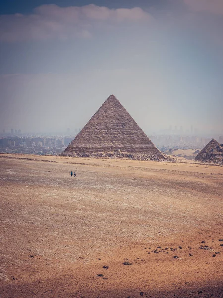 Grandes Pirâmides Giza Deserto — Fotografia de Stock