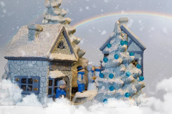 Рождественский Фон Снегом Елкой — стоковое фото