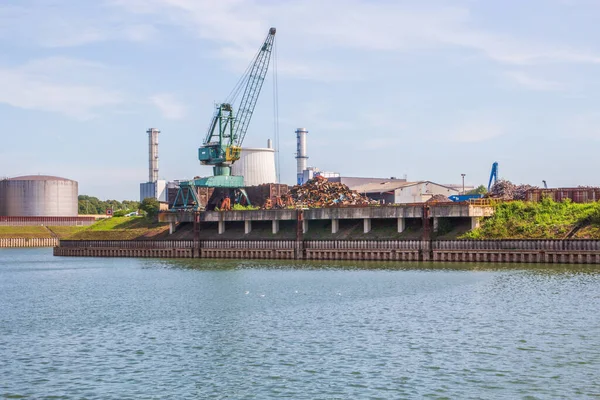 Porto Industrial Navio Carga Guindastes Rio — Fotografia de Stock