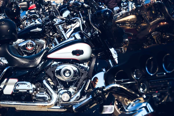Close Uma Motocicleta Preta Detalhes — Fotografia de Stock