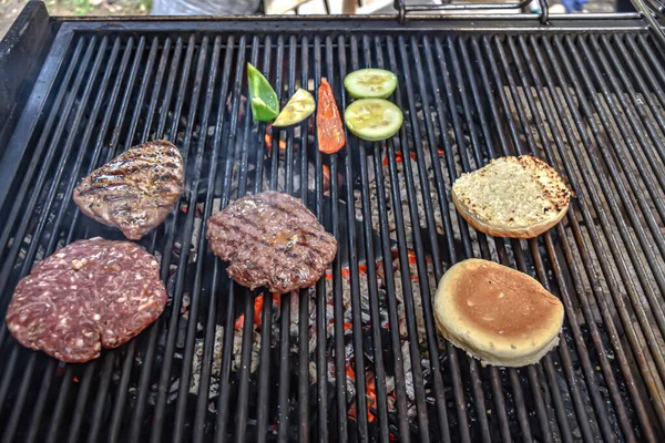 Grilované Maso Zelenina Grilu — Stock fotografie