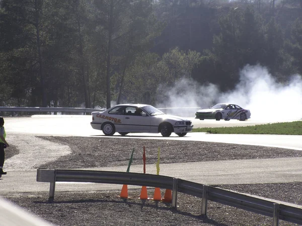 Drift Auto Corsa Bmw Azione Sulla Pista Corsa — Foto Stock