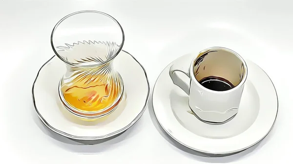 Cup Tea White Black Coffee — Stock Photo, Image