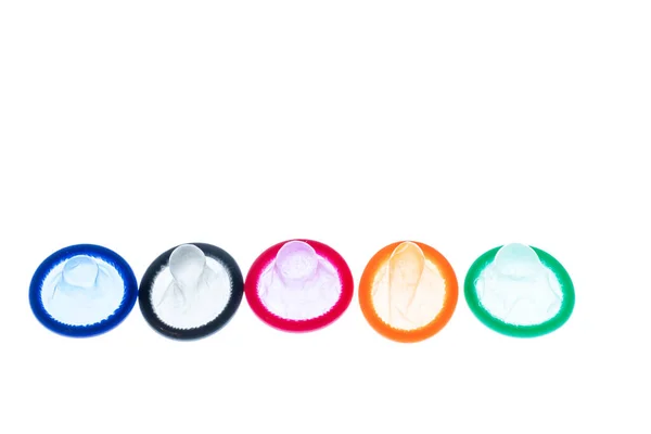 Coloridos Anéis Borracha Arco Íris Fundo Branco — Fotografia de Stock
