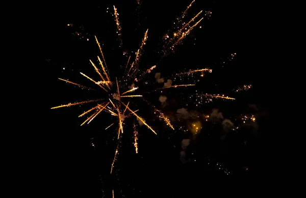 Fuegos Artificiales Fondo Del Cielo Negro — Foto de Stock