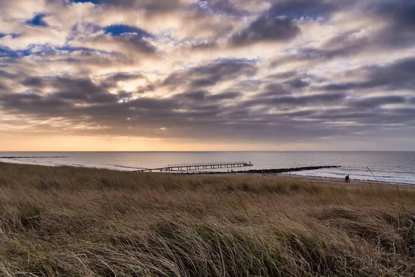 Vacker Solnedgång Stranden — Stockfoto