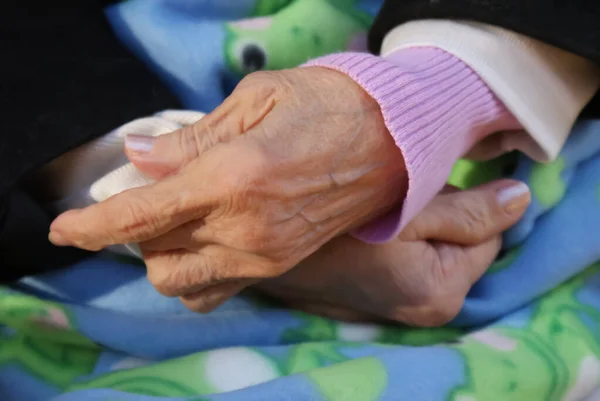 Close Senior Woman Holding Baby — Stock Photo, Image