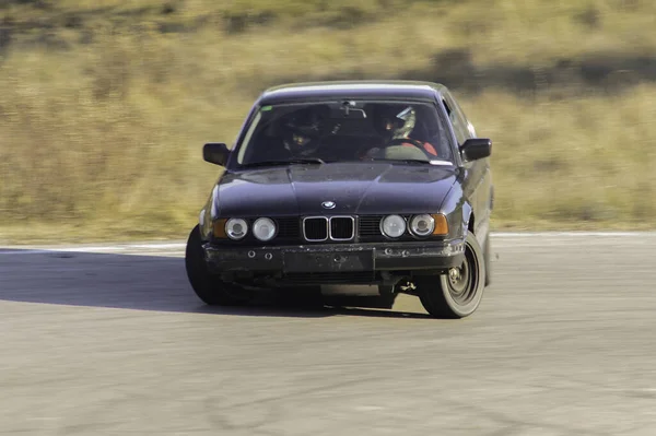 Drift Αγωνιστικά Bmw Αυτοκίνητο Δράση Στην Πίστα Αγώνων — Φωτογραφία Αρχείου