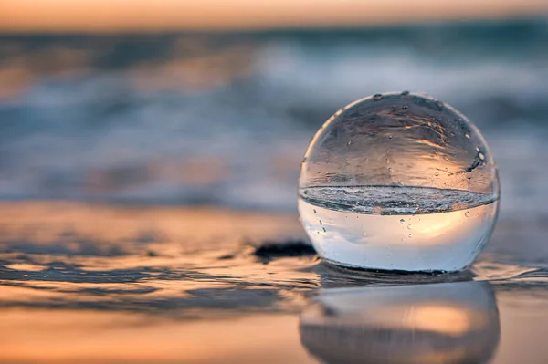 Glas Water Het Strand — Stockfoto