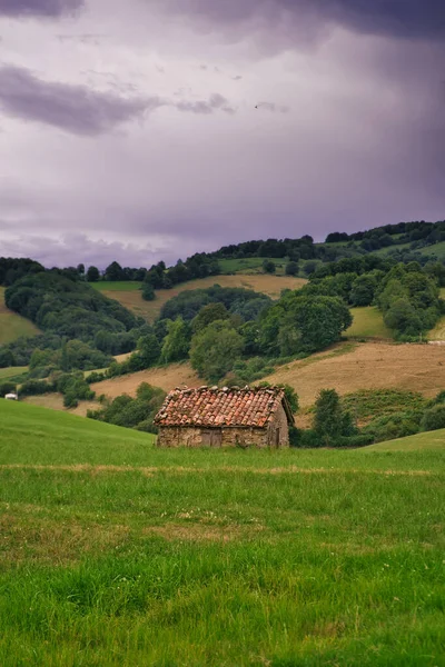 Venkovská Krajina Vesnicí Pozadí — Stock fotografie