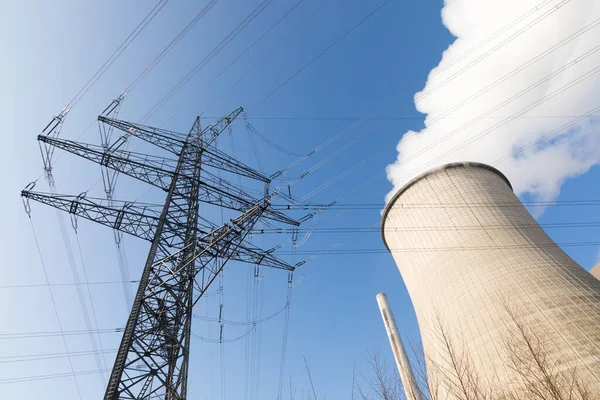 Elektriciteitscentrale Elektriciteit Energie Milieu Blauwe Lucht Wolken Industrie — Stockfoto