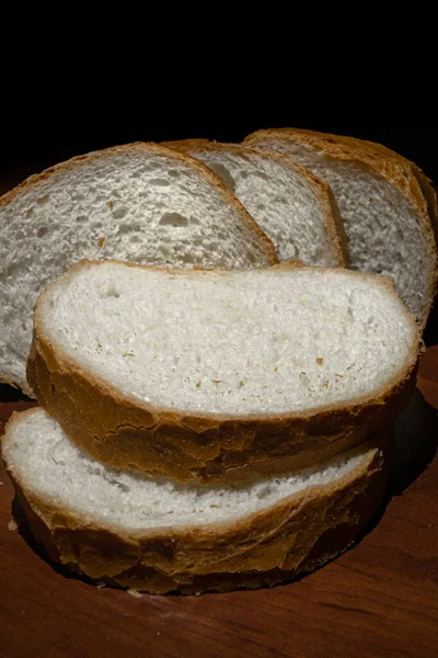 Fresh Bread Black Background — Stock Photo, Image