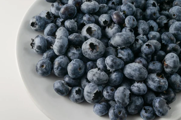 Fresh Blueberries Bowl White Background — Stock Photo, Image