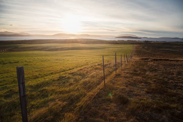 Solnedgång Över Åkrarna Skye Norra Italien Instagram Effekt Tonas — Stockfoto