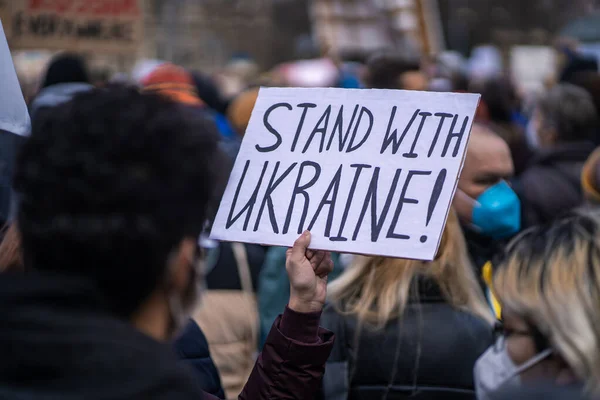 Manifestation Contre Guerre Ukraine Concept Stand Ukraine — Photo