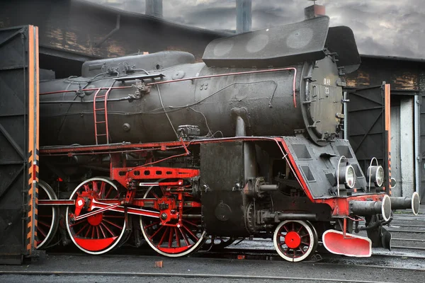 Alte Dampflokomotive Mit Rot Weißer — Stockfoto