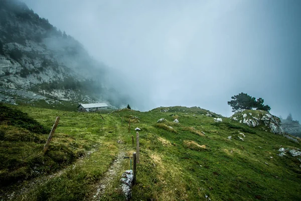 Beau Paysage Avec Montagnes Brouillard — Photo