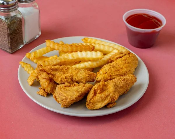 Nuggets Pollo Frito Con Salsa Ketchup —  Fotos de Stock