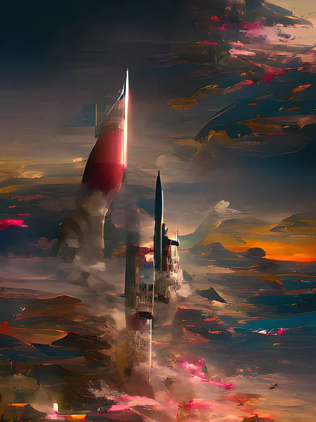 Иллюстрация Корабля Космическим Кораблем — стоковое фото