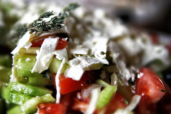 Ensalada Con Queso Feta Tomate —  Fotos de Stock