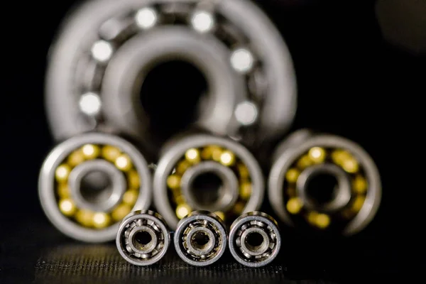 Close Group Gears Black Background — Stock Photo, Image