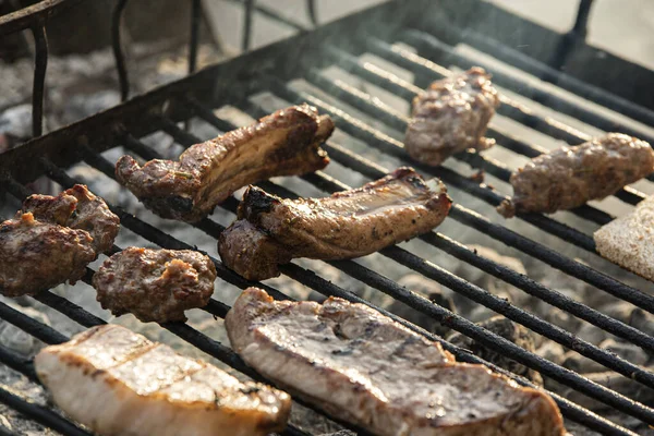 Výborné Maso Zelenina Grilu — Stock fotografie