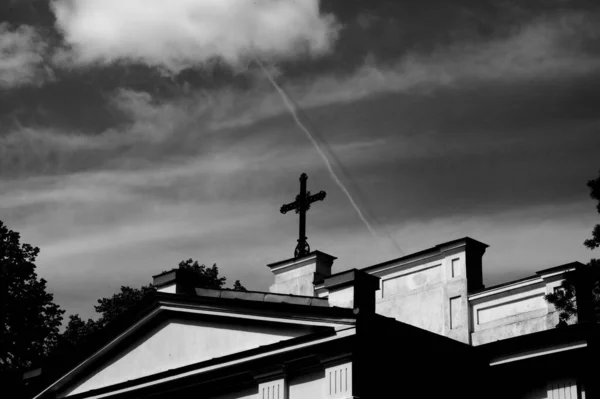 Черно Белое Фото Церкви — стоковое фото