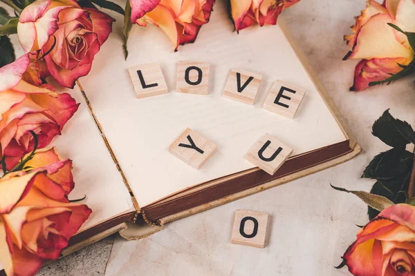 Beautiful Red Roses Book White Background — Stock Photo, Image