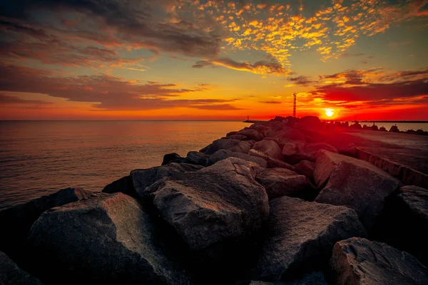 Belo Pôr Sol Sobre Mar — Fotografia de Stock