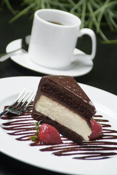 Gâteau Chocolat Aux Fraises Crème — Photo