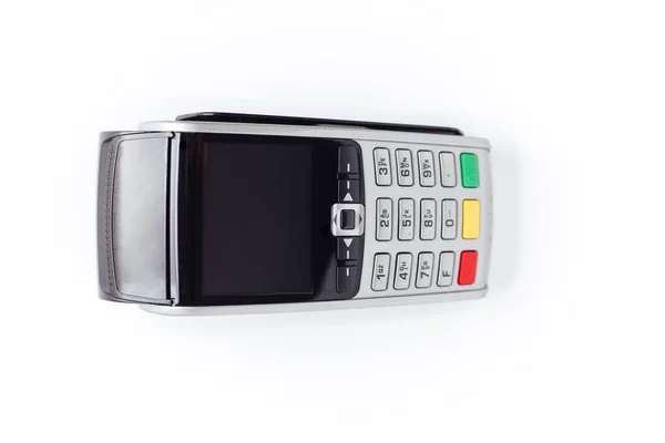 Κινητό Τηλέφωνο Πιστωτική Κάρτα Που Απομονώνεται Λευκό Φόντο — Φωτογραφία Αρχείου