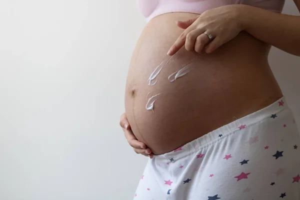 Mujer Embarazada Con Cáncer Mama Blanco — Foto de Stock