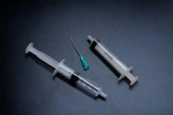 Syringes Black Background — Stock Photo, Image