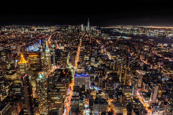 Tokyo Januari 2018 Luchtfoto Van Manhattan Skyline Nachts — Stockfoto