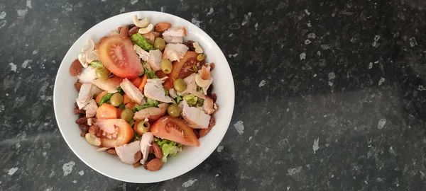 Salata Sağlıklı Yemek Üstteki Görünüm — Stok fotoğraf