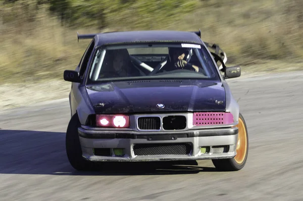 Drift Auto Corsa Bmw Azione Sulla Pista Corsa — Foto Stock