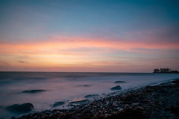 Magnifique Coucher Soleil Sur Mer — Photo