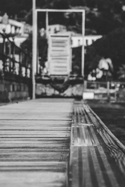 Черно Белое Фото Деревянного Моста — стоковое фото