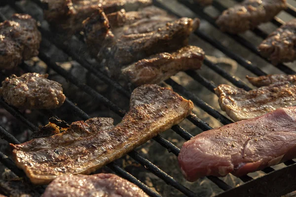 Výborné Maso Zelenina Grilu — Stock fotografie