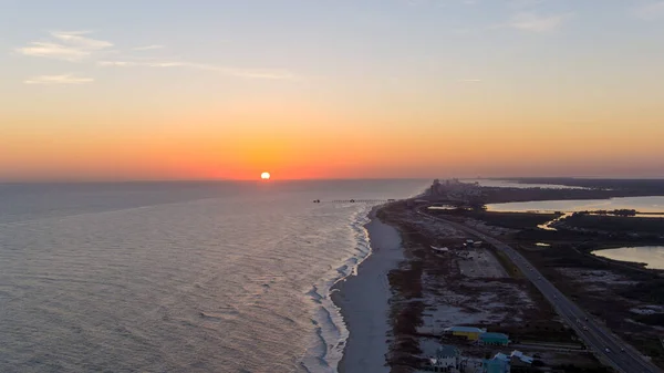 Vista Aérea Del Mar Playa Por Noche — Foto de Stock