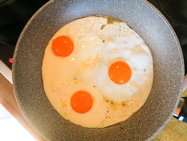 Gebakken Eieren Koekenpan — Stockfoto