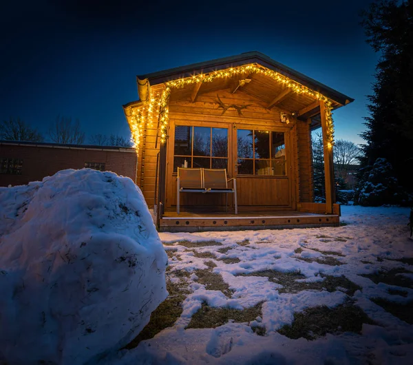 Casa Madera Nieve — Foto de Stock